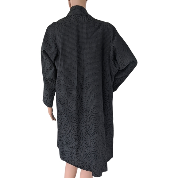 Black Open Front Coat Vintage Swing Jacket 50s Midcentury M - Picture 3 of 10